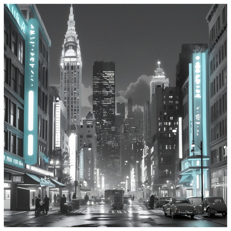 Tapisserie murale Cityscape Neon Lights, 50 po H x 60 po L avec 4 œillets