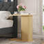 Table d'appoint en forme de C cannelée, table de bout en bois avec tablette ouverte Avalie pour le salon, la chambre à coucher ou les petits espaces Avalie