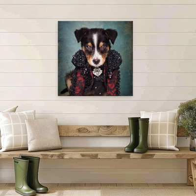 Regal Puppy Portrait Elegant Contemporary Dog Portrait Wall Art Print 1 Piece Wrapped Canvas Wall Art