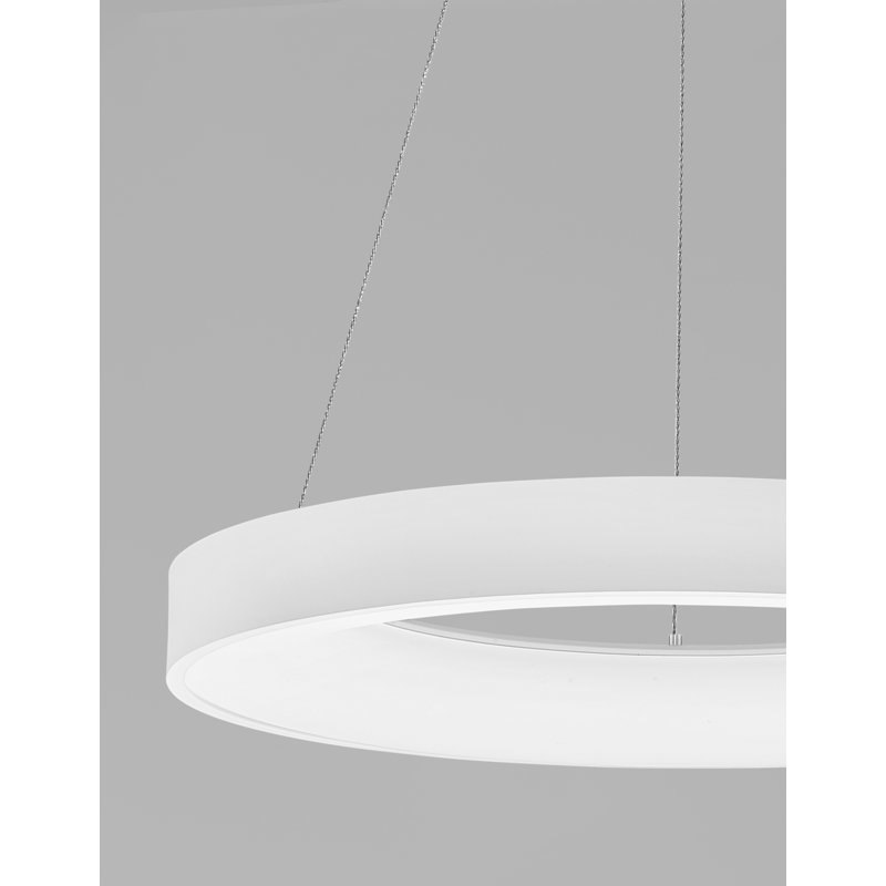 1 - Light LED Drum Pendant, 120cm H x 60cm W x 60cm D, White