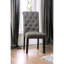 Chaises de salle à manger rustiques, bois massif avec tissu semblable au lin, dossier à boutons, fabrication noir / gris antique, style-1905797194