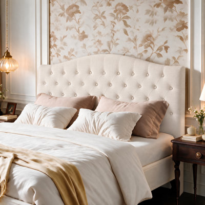 Button-Tufted Upholstered Headboard with Wall-Mount Option