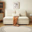 Canapé-lit beige moderne en velours côtelé minimaliste avec coussins-108534802
