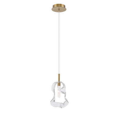 Pendant, 13", Gold, Clear Glass