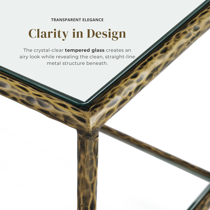 Lalia Modern Hammered Metal 1-Shelf End Table, Gold