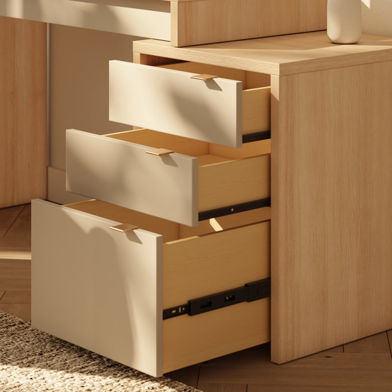 Ensemble de bureau double avec classeur à 3 tiroirs Chrono, Black Oak