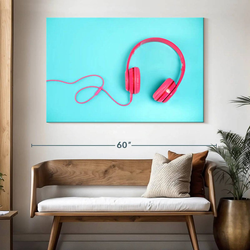 Abarca Pink Wired Headphones, 34" H x 51" W