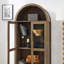 Armoire de rangement arquée avec lampe et cloisons en verre réglables
