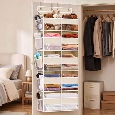 Organisateur à suspendre au-dessus de la porte à 5 niveaux avec très grandes poches, rangement suspendu avec fenêtres transparentes pour chambre de bébé, garde-manger et garde-robe simple