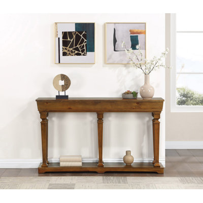 72" Oak Finish Console Table