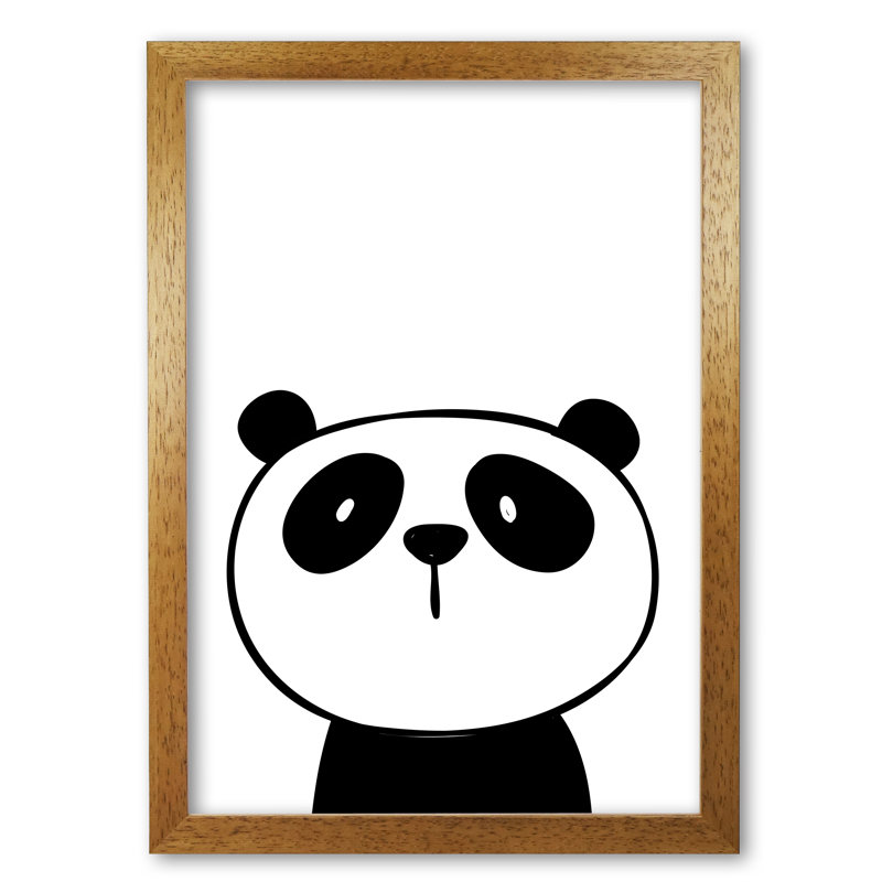 Scandi Panda - Painting, Honey Oak Frame, 42 cm H x 30 cm W x 5 cm D