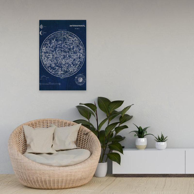 «Celestial Blueprint V2» - Astrologie, astronomie, plans bleus, art, H 24 po x l 16 po