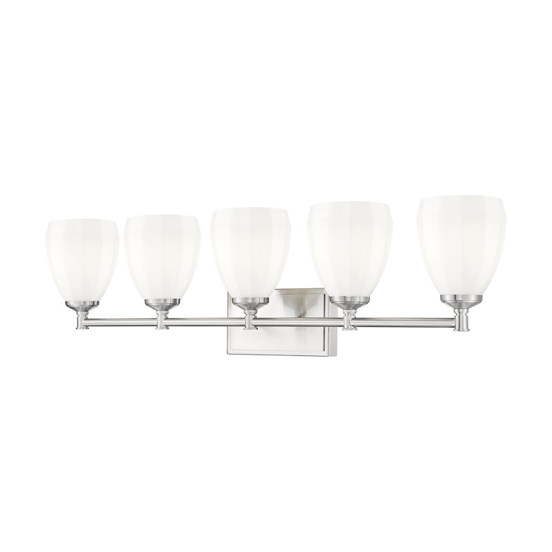 Coiffeuse Mattera, 5 lumières, Nickel brossé, H 10 po x l 38 po x P 6,5 po