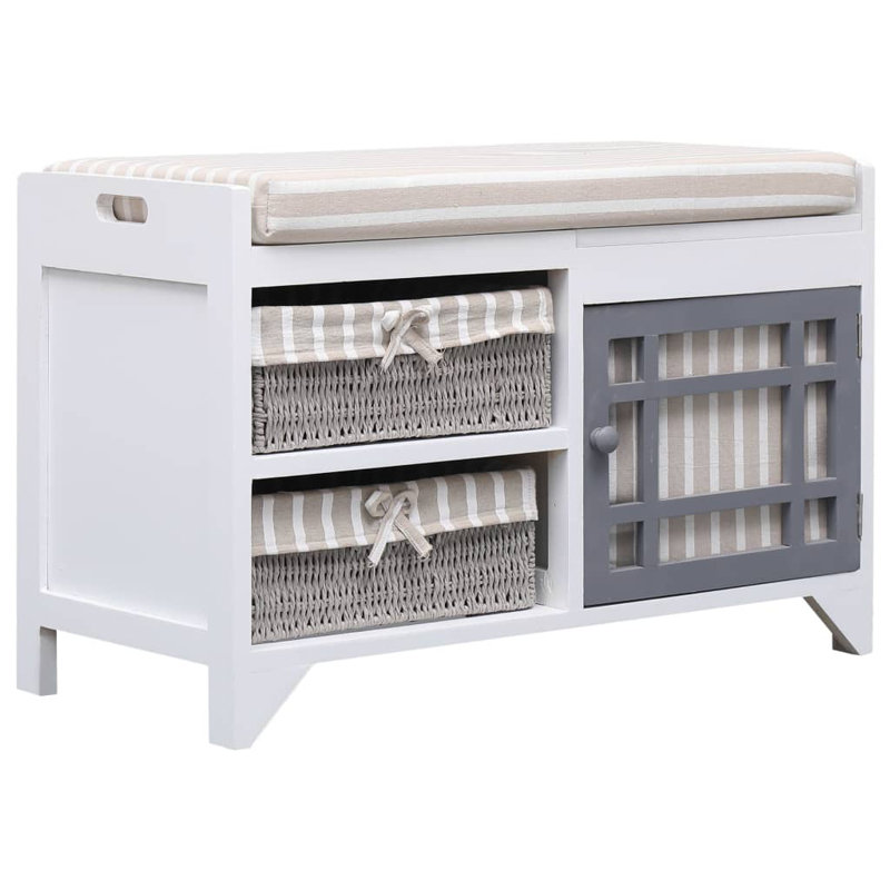 Banc d'entrée en bois de paulownia blanc