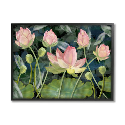 «Pink Lotus Flowers And Lily Pad Pond» par Maureen Griggs - impression sur toile