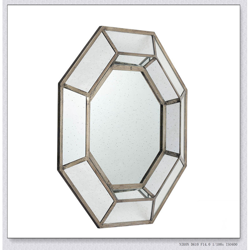 Miroir d'appoint octogonal de 40 po x 40 po, miroir Mid-Century moderne, pour salon, entrée, chambre à coucher, couloir