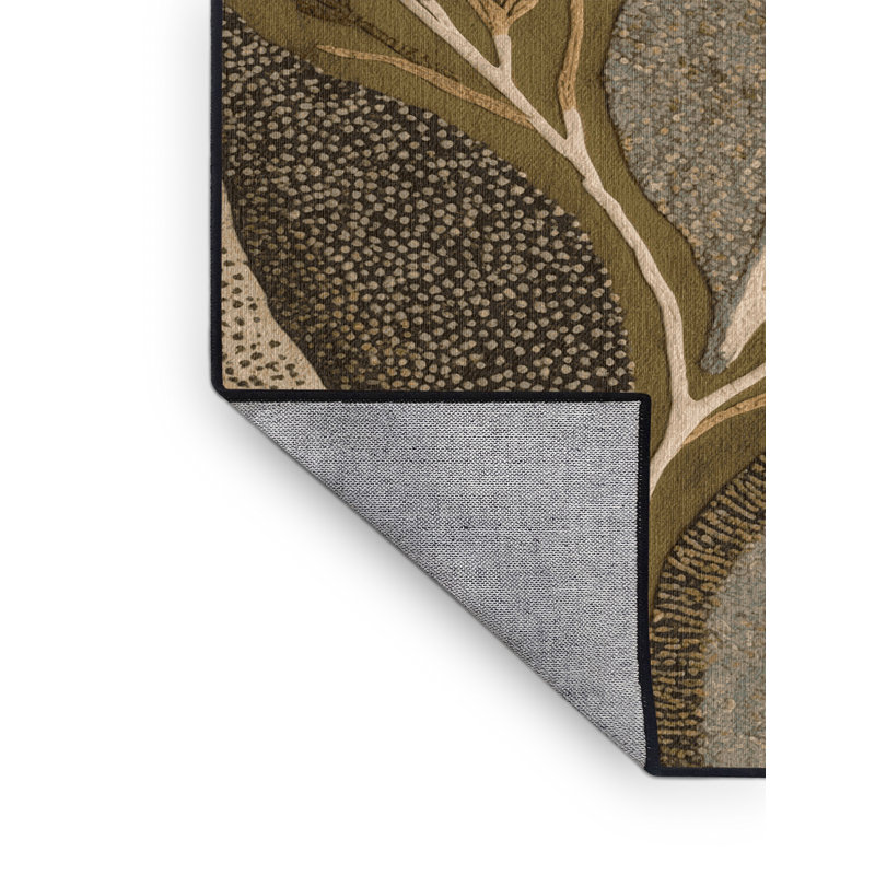 Machine Washable Nature Brown Area Rug, Round 7'