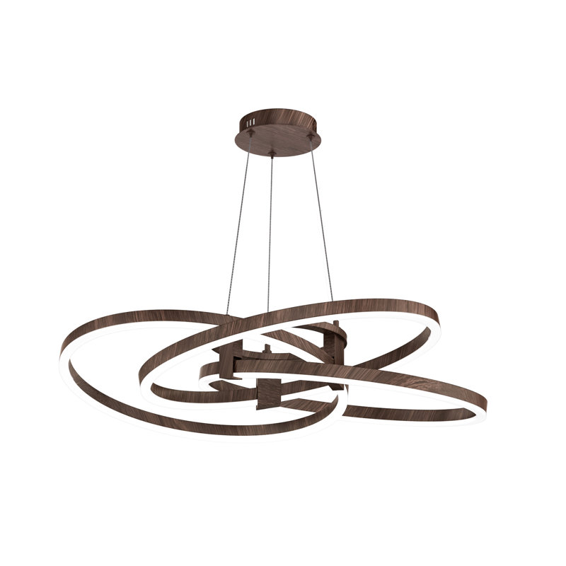 Alliber 1-Light Modern Square/Rectangle LED Chandelier with Aluminum Frame, Walnut, 8.5" H x 36" W x 36" D