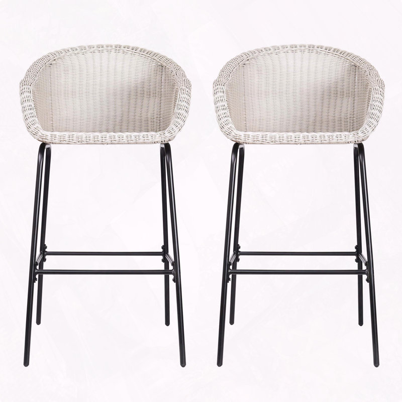 Tabouret de bar d'extérieur en osier, Gris clair