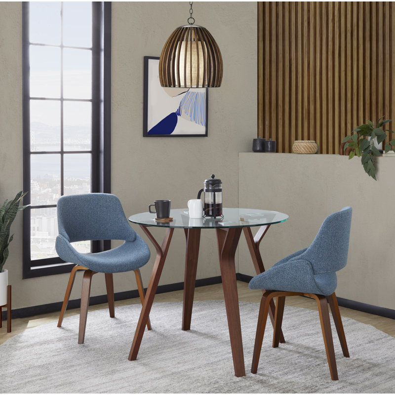Chaise d'appoint rembourrée Ladson, Bleu, Walnut