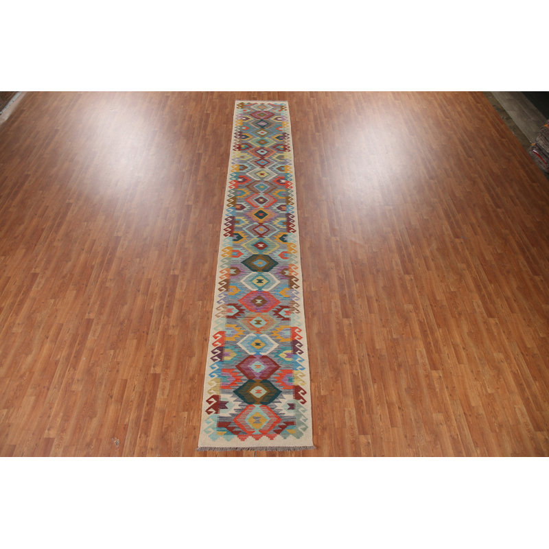 Tapis de style oriental en laine South Western Kilim 3 x 16