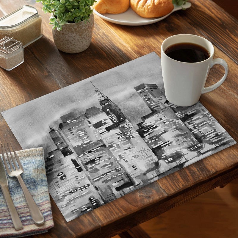 Watercolor Cityscape Building Placemat | Bedroom Home Decor