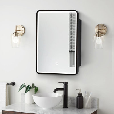 Geonte 20'' W 28'' H Framed Medicine Cabinet Mirror Fixed