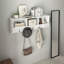 Portemanteau mural blanc avec tablette, portemanteau mural avec crochets et tablette de rangement pour vestibule