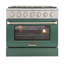 KUCHT Professional 36 po 5,2 pieds cubes Cuisinière au gaz naturel avec brûleurs scellés et four à convection en acier inoxydable avec porte verte-87227275-87227284