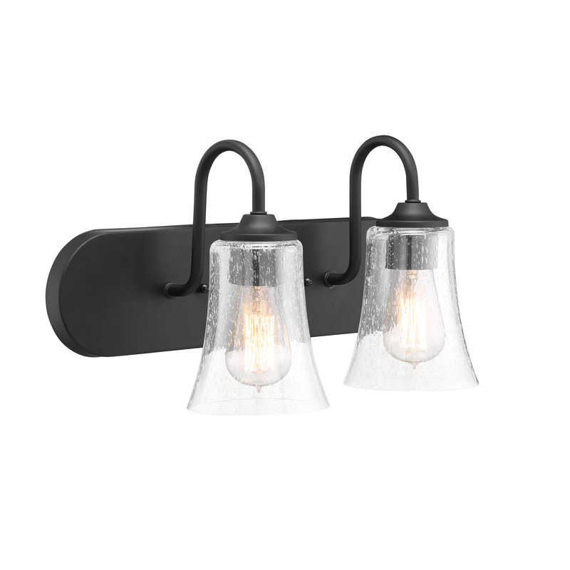 Hisako 2 - Light Dimmable Vanity Light, Clear Seeded, Flat Black