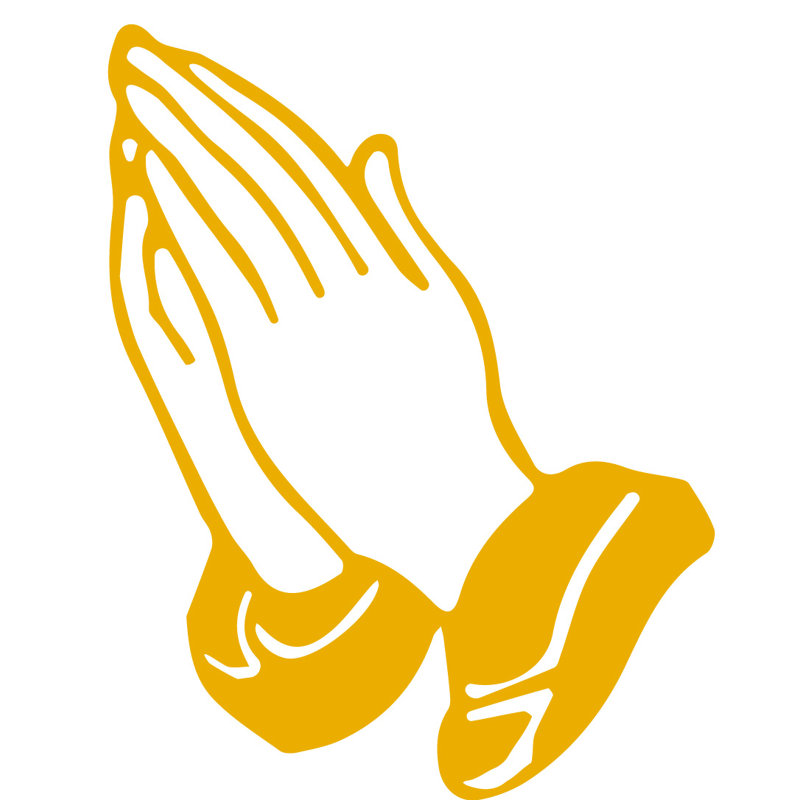 Décalcomanie murale prayer mains, H 36 po x l 28 po x P 0,01 po, Jaune signalisation