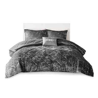 Twin/Twin Xl Grey Velvet Comforter And Pillow Package - Luxury Simple To Manage Clean Bedding For Diamond Quilting With Decorative Shams