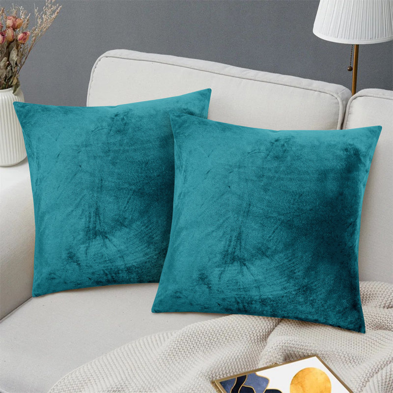 Heavy Crushed Velvet Cushion Cover, Teal