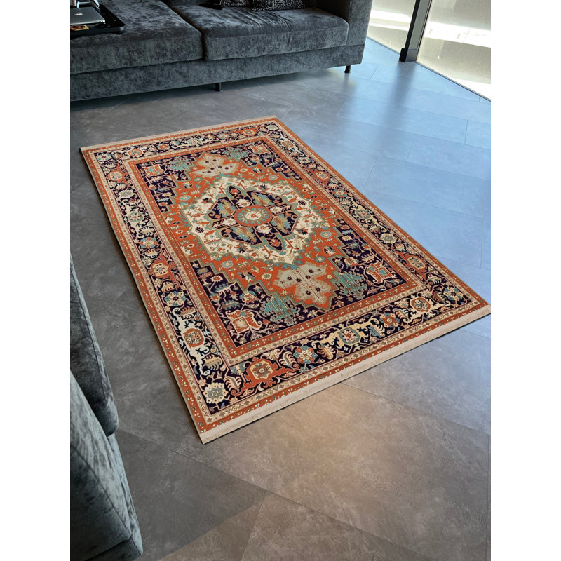 Tapis décoratif rétro multicolore, Rectangle 4 pi 7,12 po x 6 pi 6,74 po