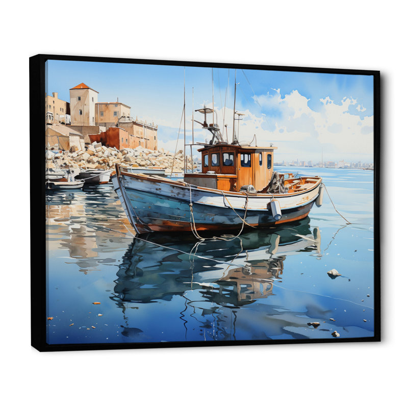 Port Harbor Reflections VI, Cadre flottant noir, H 24 po x l 32 po x P 1 po