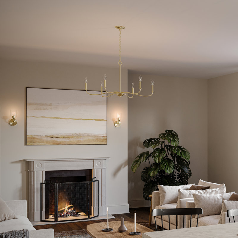 Ilia 6-Light Brushed Gold Large Chandelier, Brushed Gold