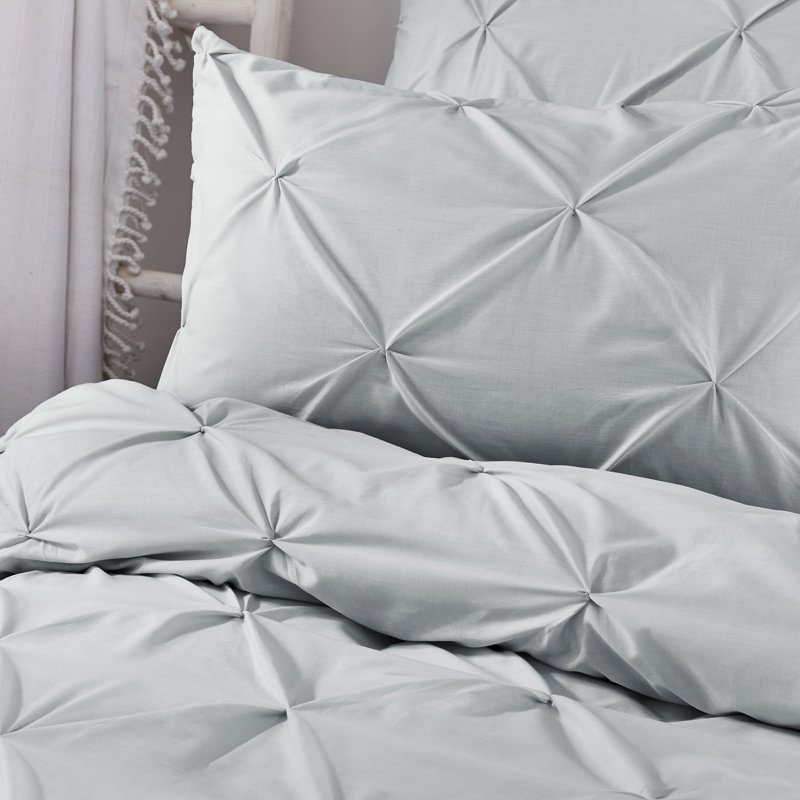 Roulf Polyester No Pattern Duvet Cover Set with Pillowcases, Silver, Single Duvet Cover + 1 Standard Pillowcase