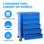 Coffre à outils roulant en métal avec 5 tiroirs, armoire à outils à 5 tiroirs de 20 po avec glissières à roulement à billes, coffre à outils en acier - Bleu-134449921