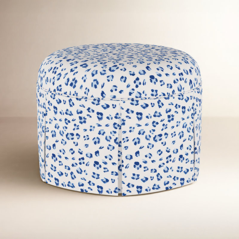 Manders Upholstered Ottoman, Brush Cheetah Blue
