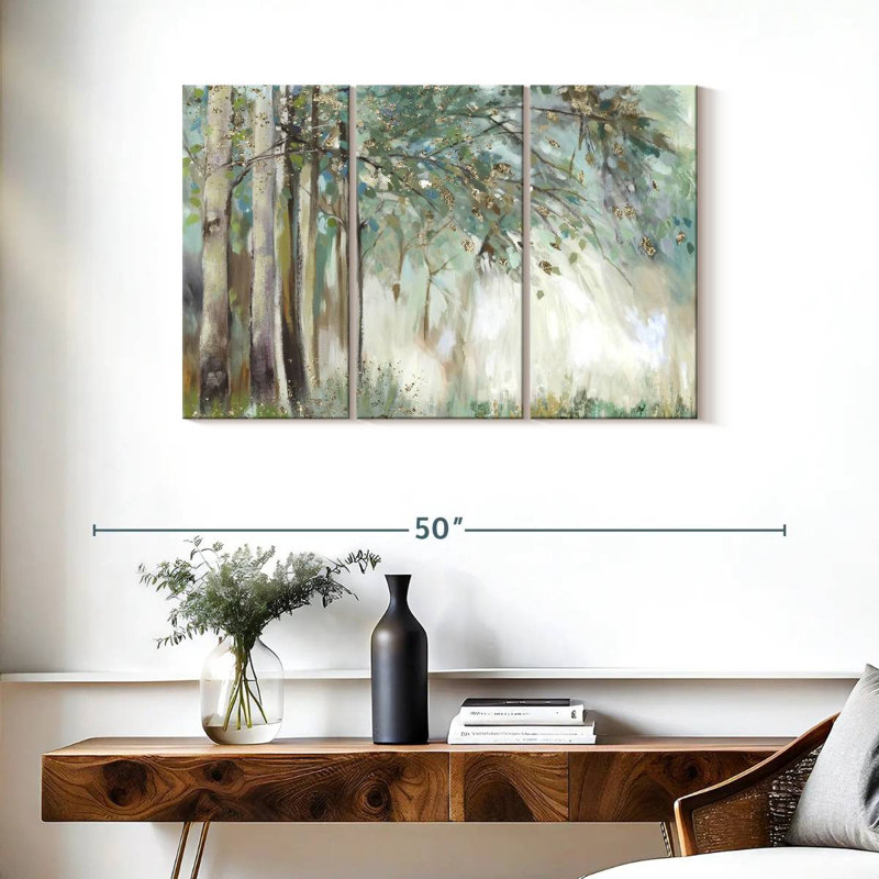 «Silver Leaves», reproduction d'art sur toile, H 24 po x l 38 po x P 1,25 po