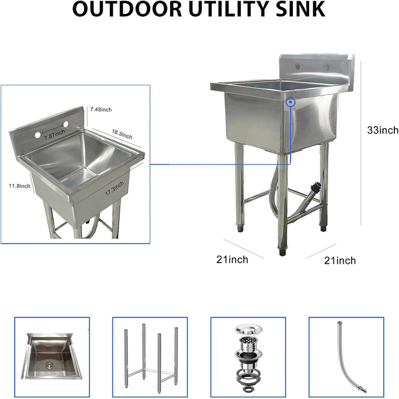 304 Stainless Steel Freestanding Sink