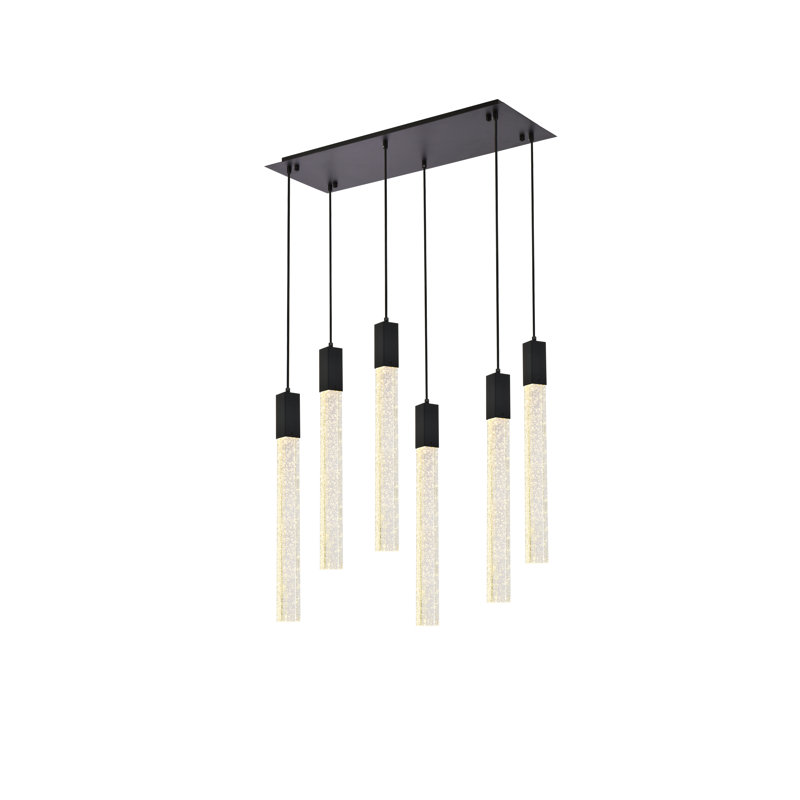 Luminaire suspendu pour îlot de cuisine 6 lumières Aliha, Noir