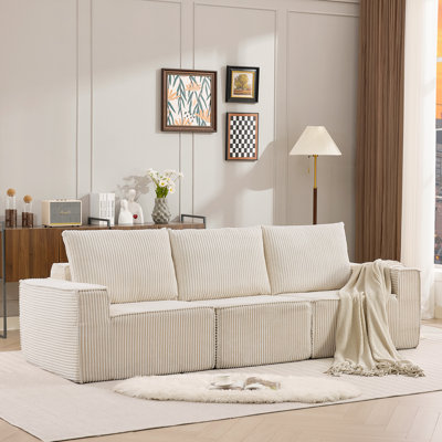 102" Oversized Corduroy Modular Sofa with Square Armrests by Mercer41