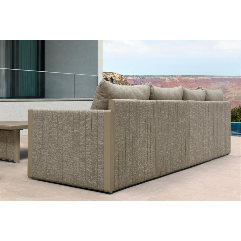Patio Furniture Set 8 Pieces Patio Seating Sofas Aluminum Furniture L-shaped Outdoor Couch Sectional Set with Cushions and Aluminum Table Patio Conversation Sets Beige