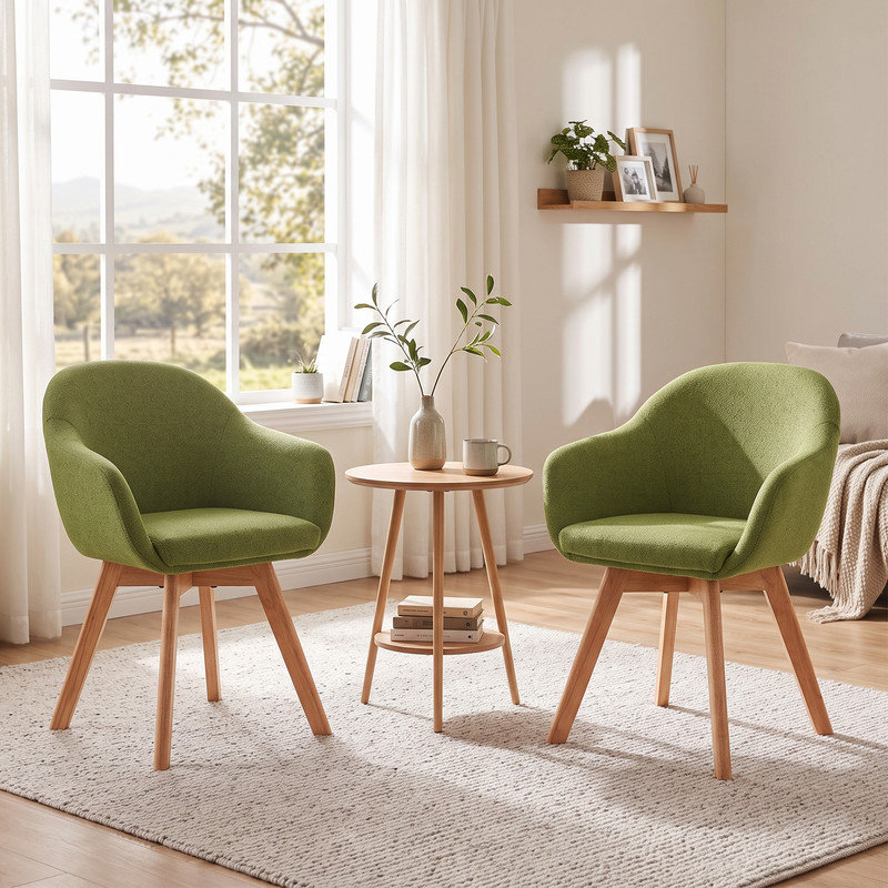 Upholstered Dining Chair, 49cm Seating Height , Moss Green, 2, Moss Green