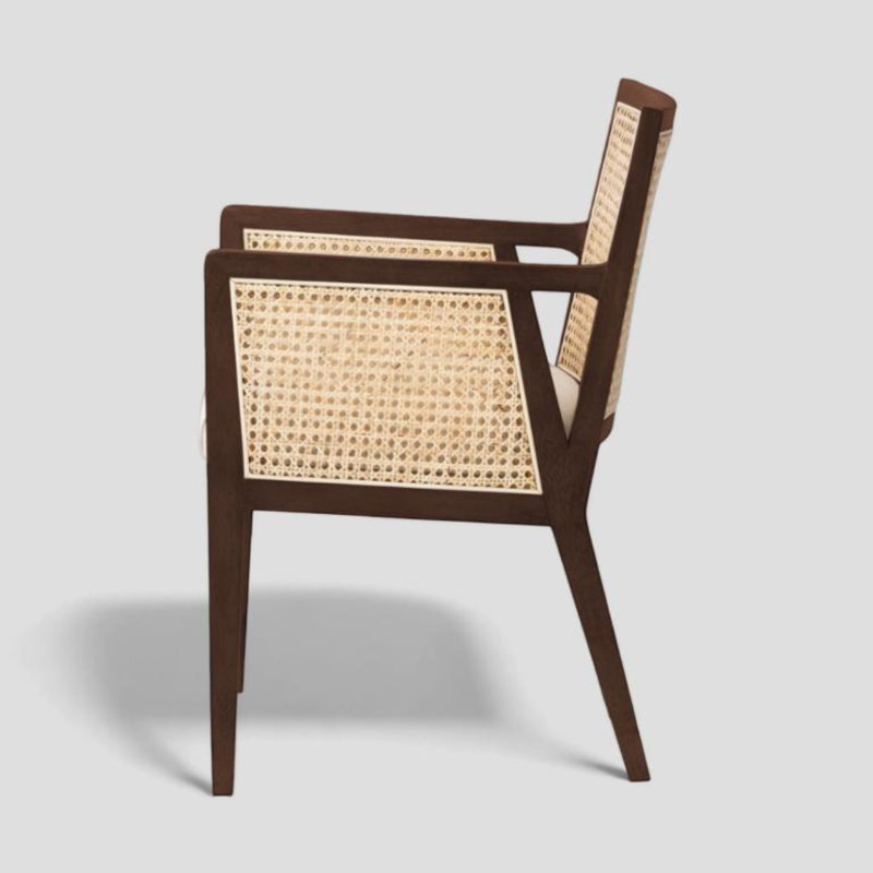 Chaise avec accoudoirs Khajun, Bois brun