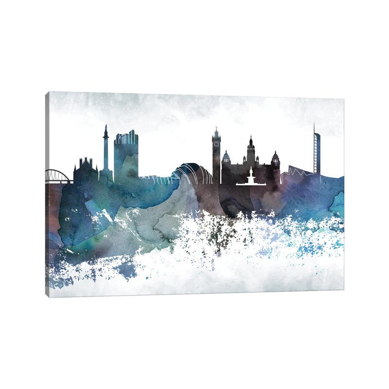 Glasgow Bluish Skyline by WallDecorAddict - Wrapped Canvas Print, 20.32 cm H x 30.48 cm W