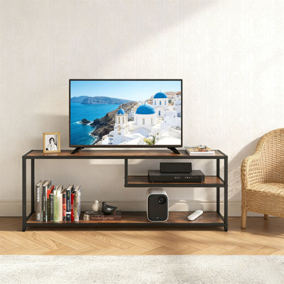 Modern TV Stand, TV Table With Storage Rack, Entertainment Center With Metal Frame, TV Console Table In Living Room And Bedroom