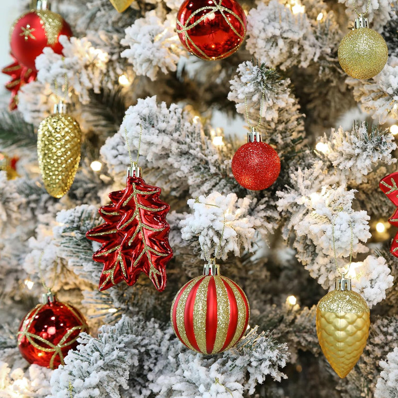 5.12cm Metal Shatterproof Holiday Shaped Ornament, Red/Gold