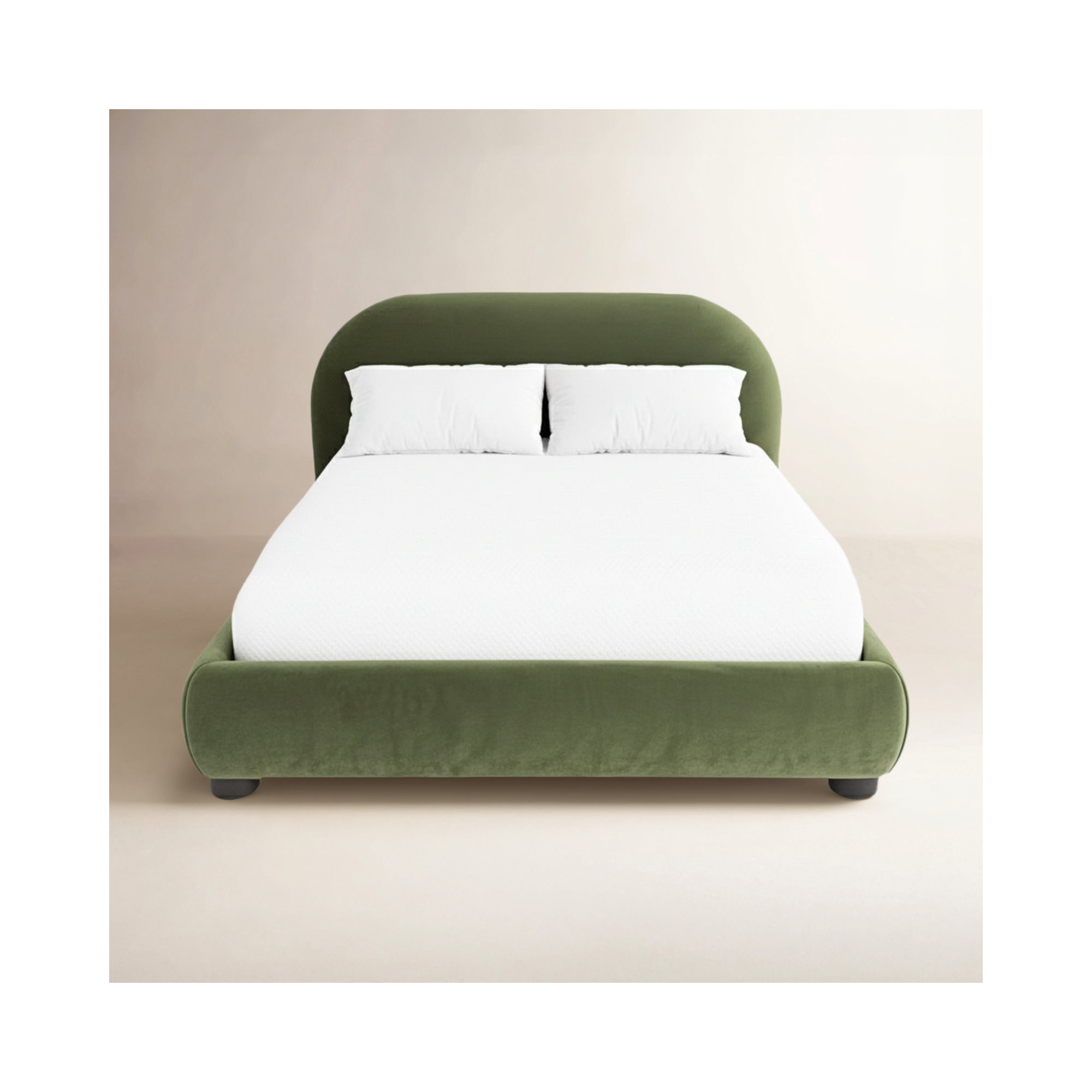Tesso Upholstered Bed , Queen, Olive Green